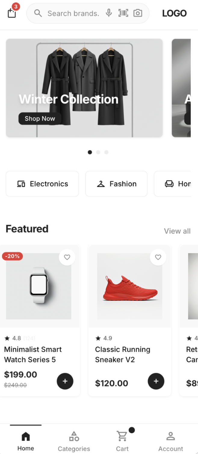 Fashion theme home screen