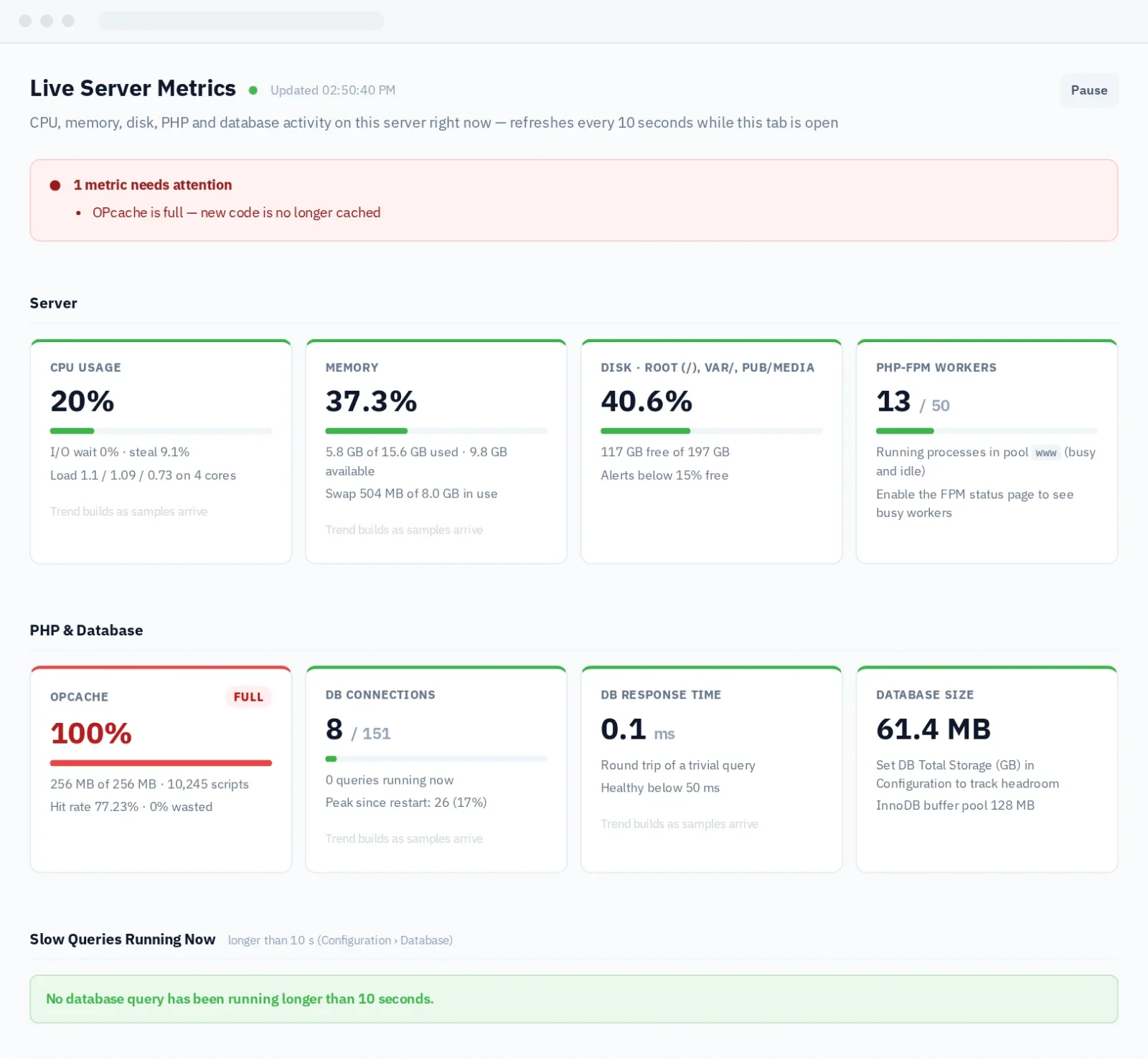 MageMonitor Live Metrics