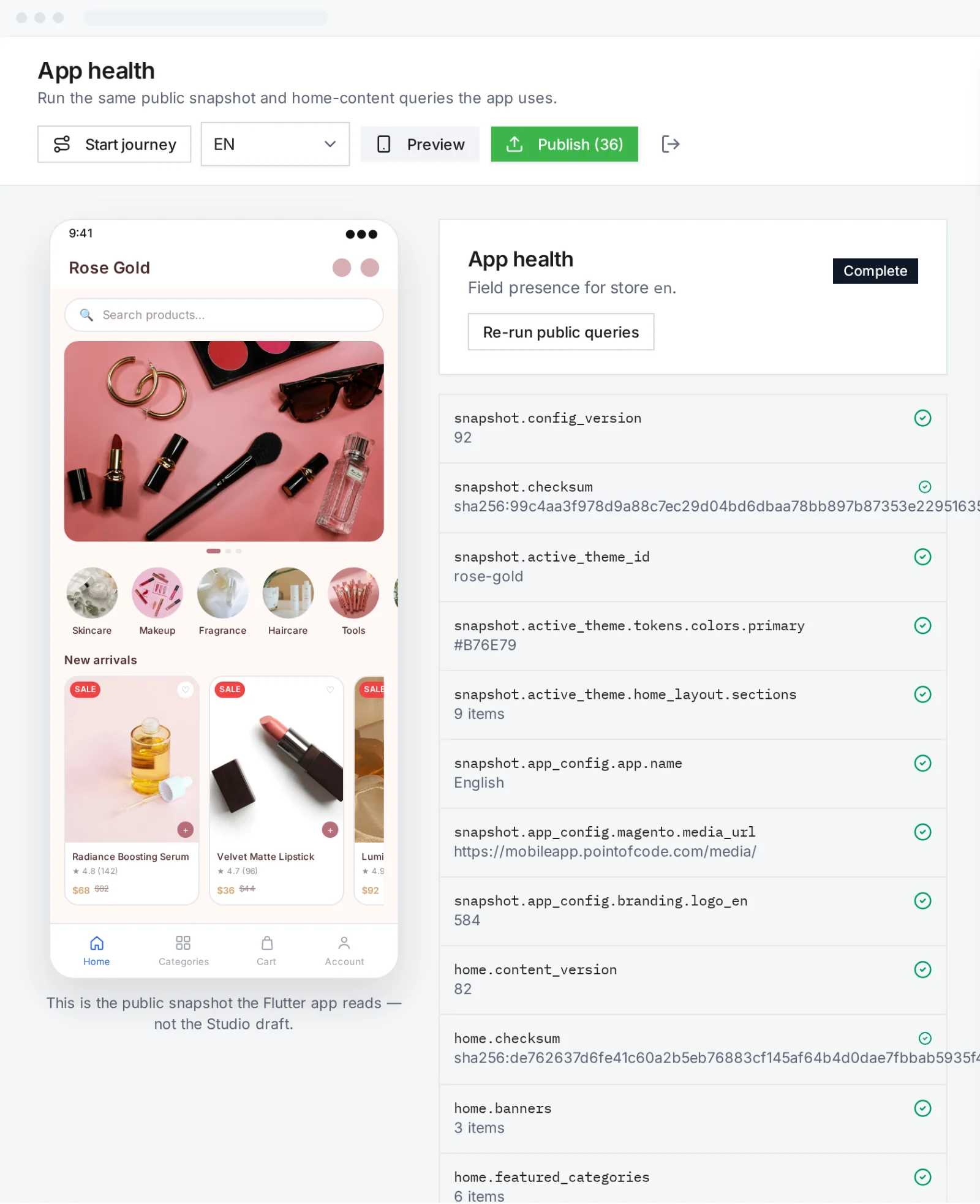 Mobile App Studio app health
