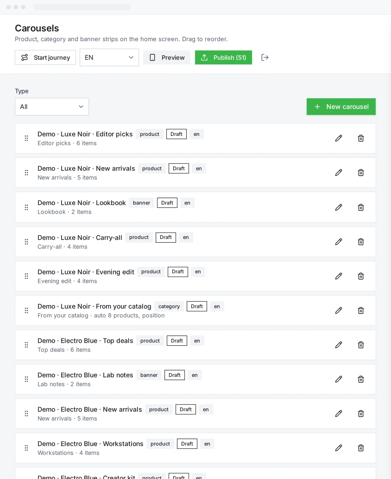 Carousels scoped per store view